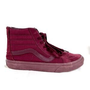Vans Old Skool Sk8 Hi Burgundy Red Skater Shoes Womens Sz 8.5 Men Sz 7 Grunge
